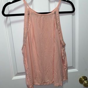 Coral High Neck Crochet Detailed Tank Top